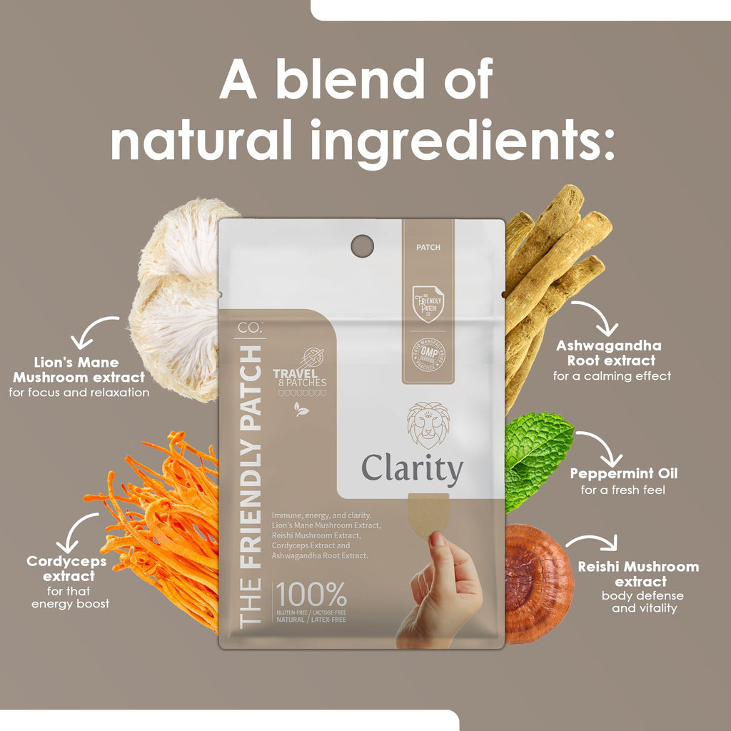 Clarity Focus Patch: Lions Mane Mushroom, Reishi Mushroom, and cordyceps 8 patches