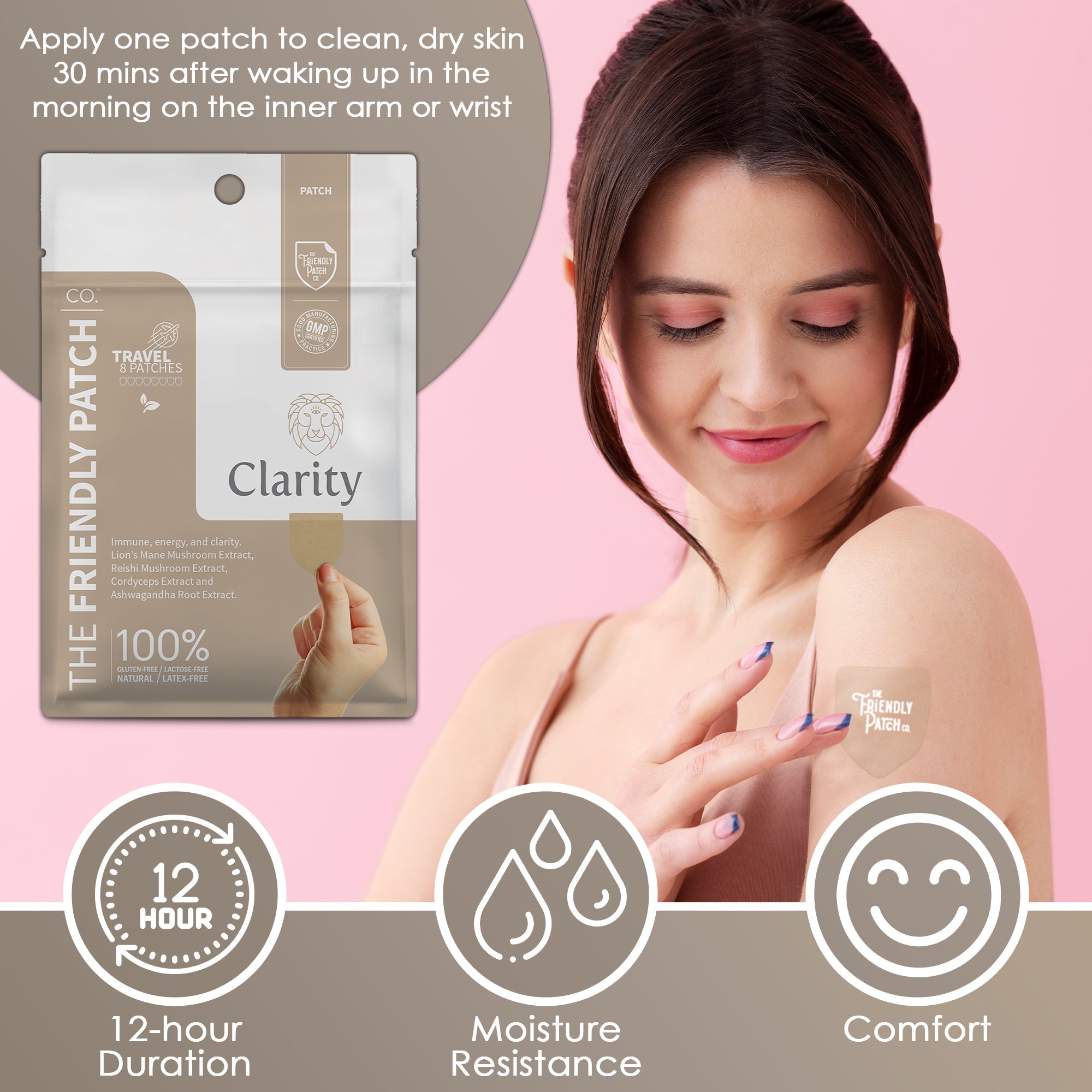 Clarity Focus Patch: Lions Mane Mushroom, Reishi Mushroom, and cordyceps 8 patches