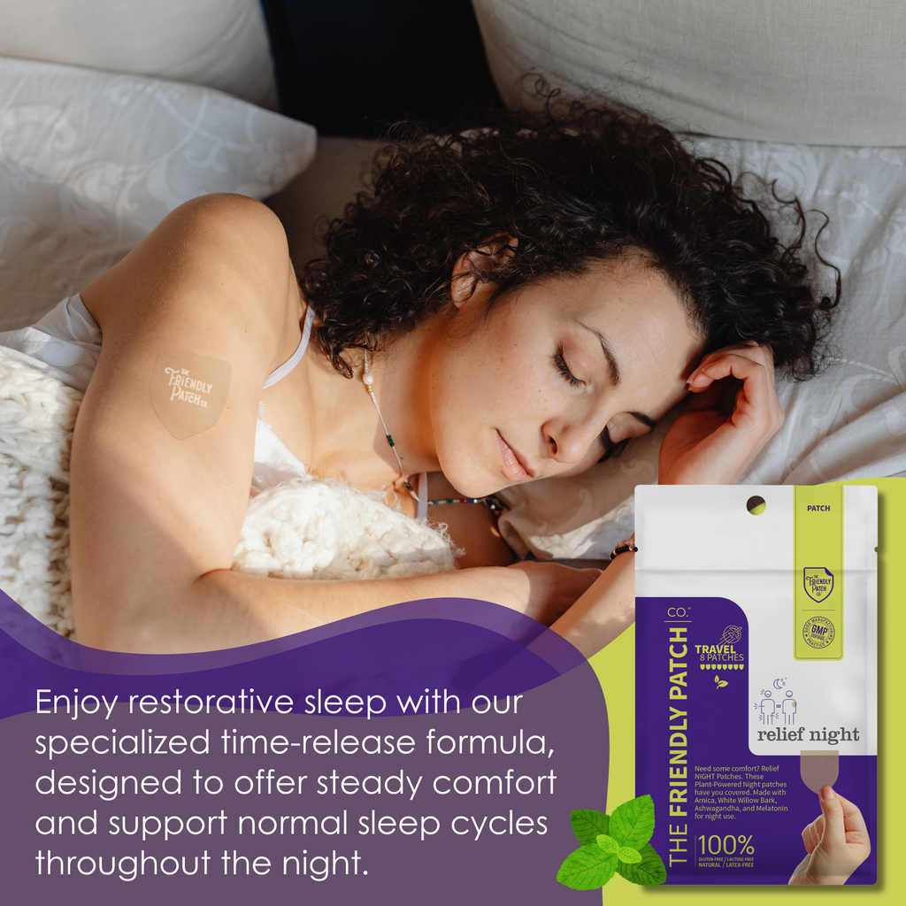 Relief Night Pain Patches: Arnica & Melatonin for Soreness & Sleep - 8 Pack