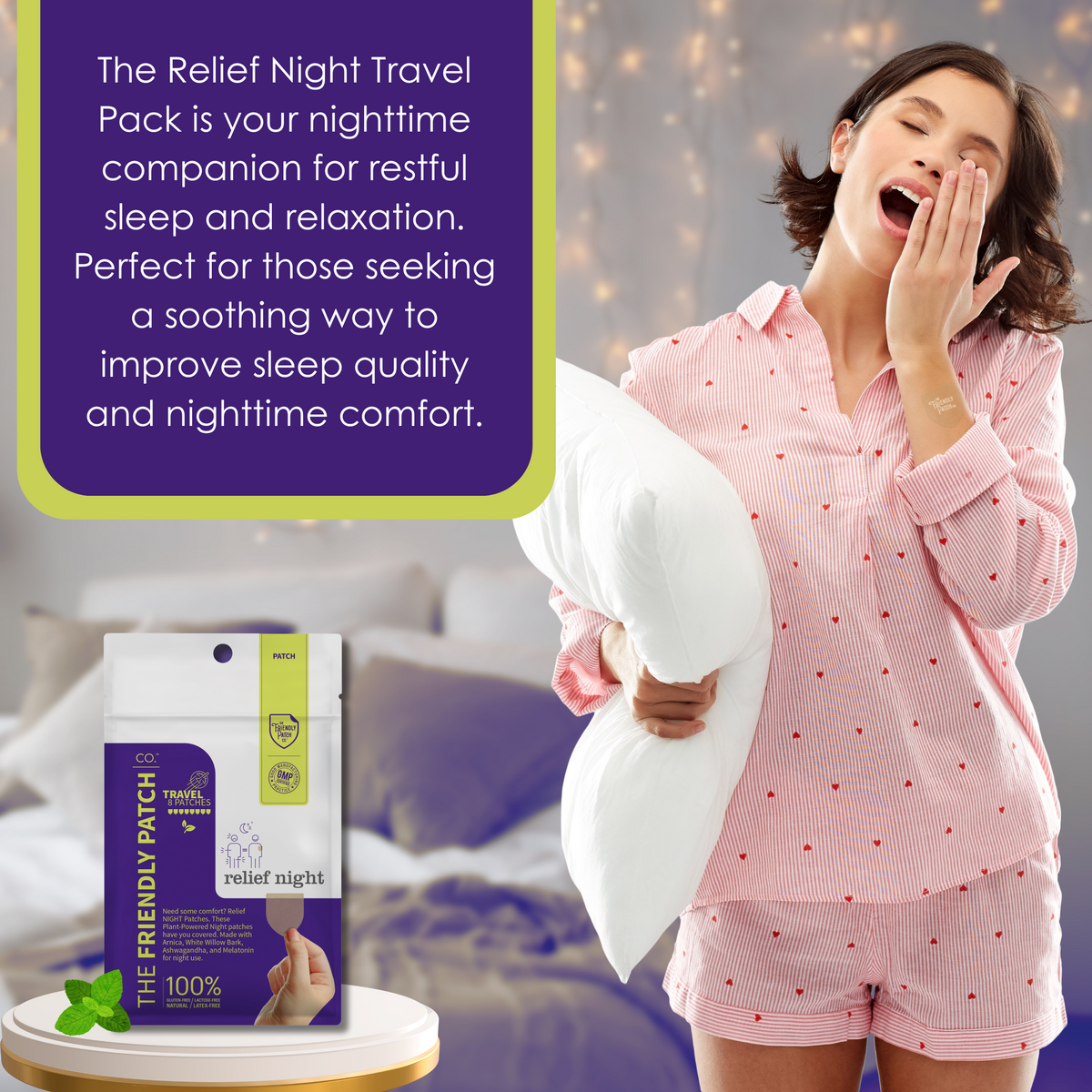 Relief Night Pain Patches: Arnica & Melatonin for Soreness & Sleep - 8 Pack