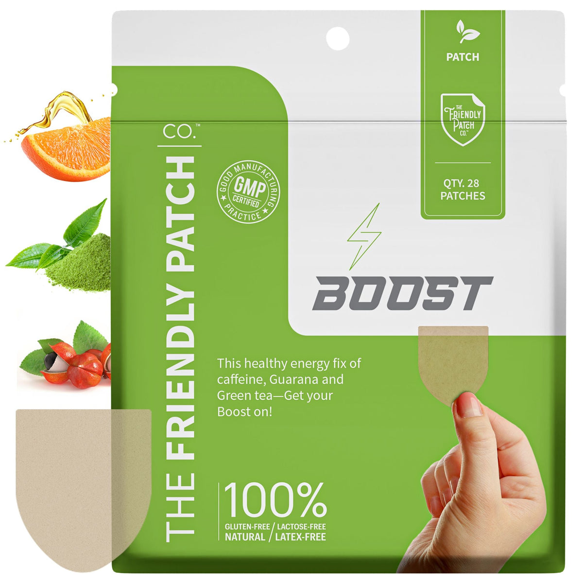 Boost Energy Patches: Caffeine, Guarana Green Tea Transdermal Energy - 28 Pack