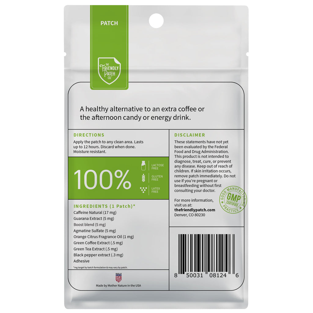 Boost Energy Patches: Green Tea, Guarana & Caffeine - 8 pack
