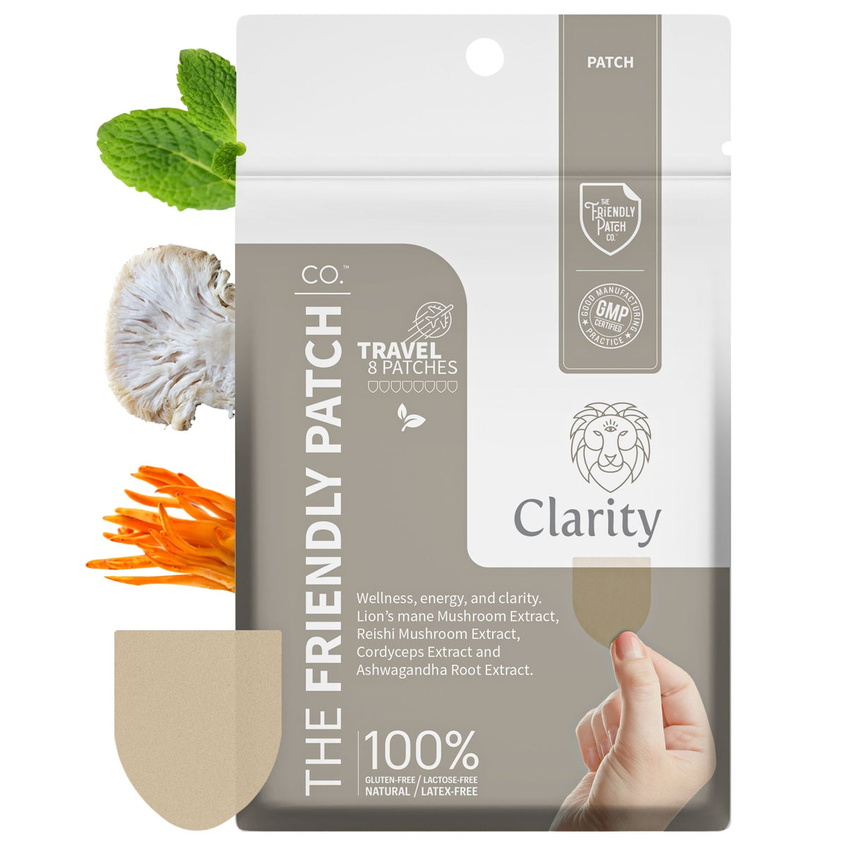 Clarity Focus Patch: Lions Mane Mushroom, Reishi Mushroom, and cordyceps 8 patches