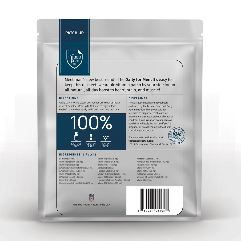 Transdermal Men’s Vitamin Patches: 12-Hour Daily Support - 28 pack