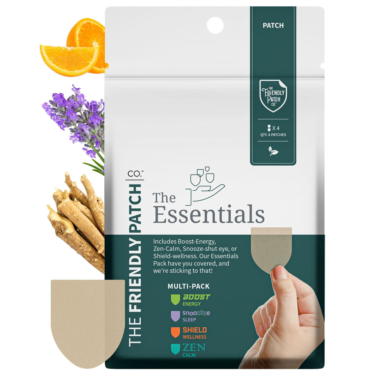 Essentials Vitamin Patches: Boost, Relax, Snooze, Shield - 8 pack