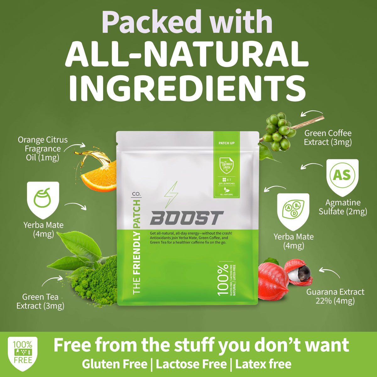 Boost Energy Patches: Green Tea, Guarana & Caffeine - 8 pack