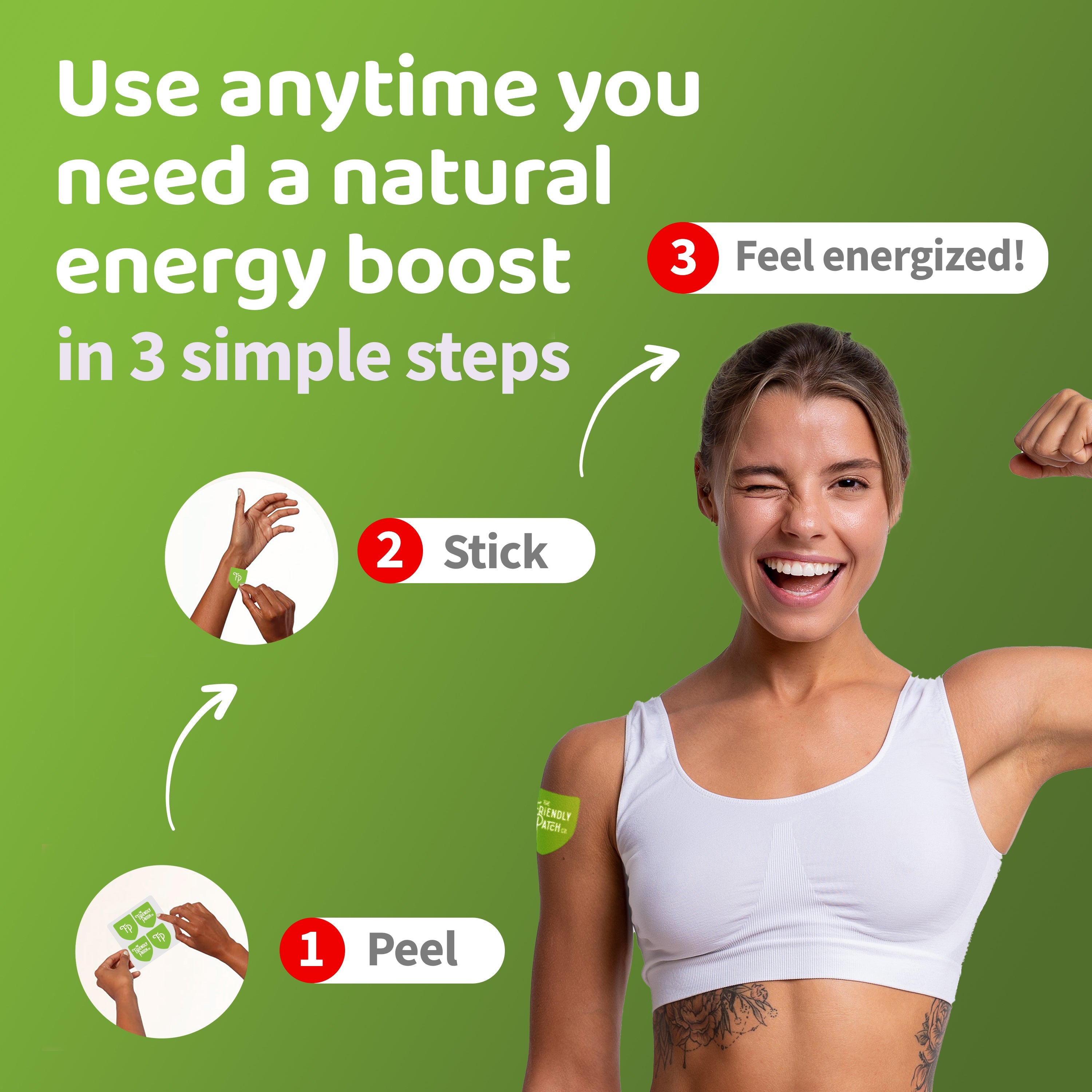 Boost Energy Patches: Green Tea, Guarana & Caffeine - 8 pack