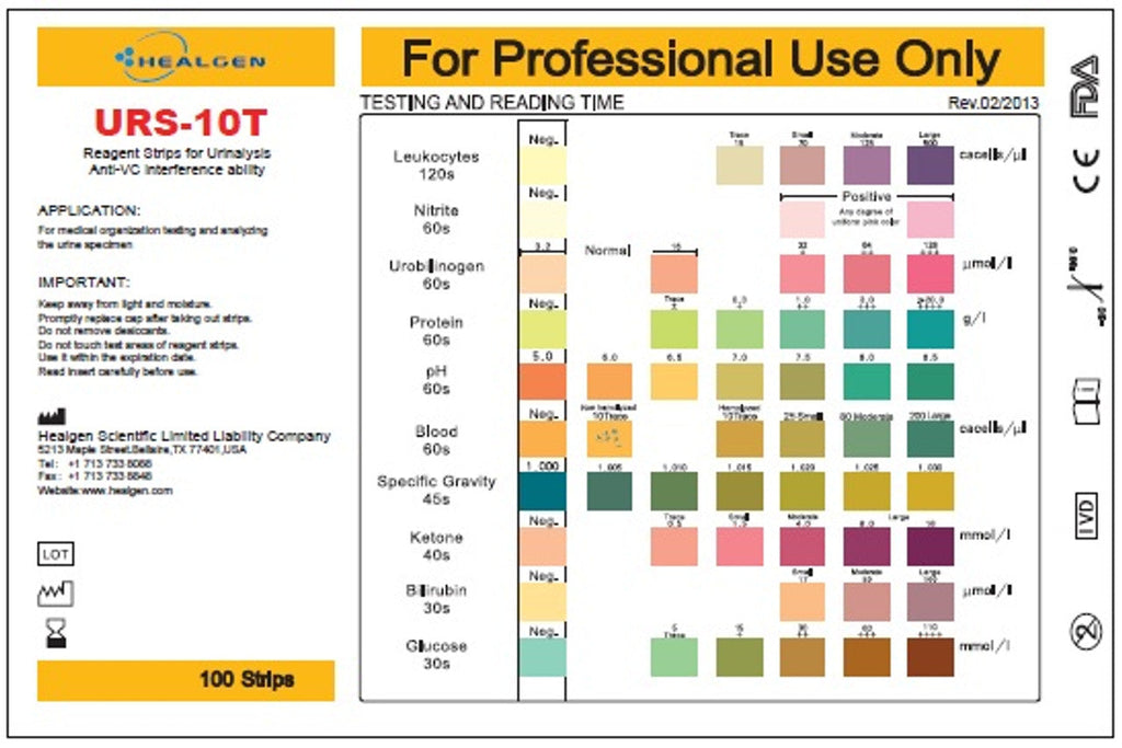 (Bottle) Urinalysis Strips tests 10 parameter, 100 strips/ bottle