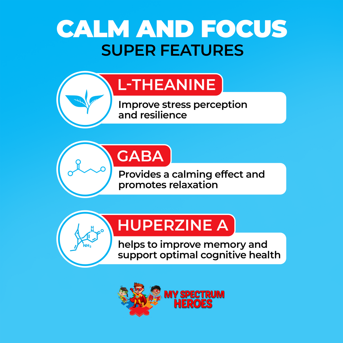 Calm & Focus Liquid Drops for Kids (L-Theanine, GABA & Huperzine A)