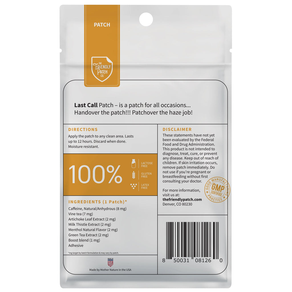 Last Call Patches: DHM & Milk Thistle Recovery Hangover Patches - 8 Pack