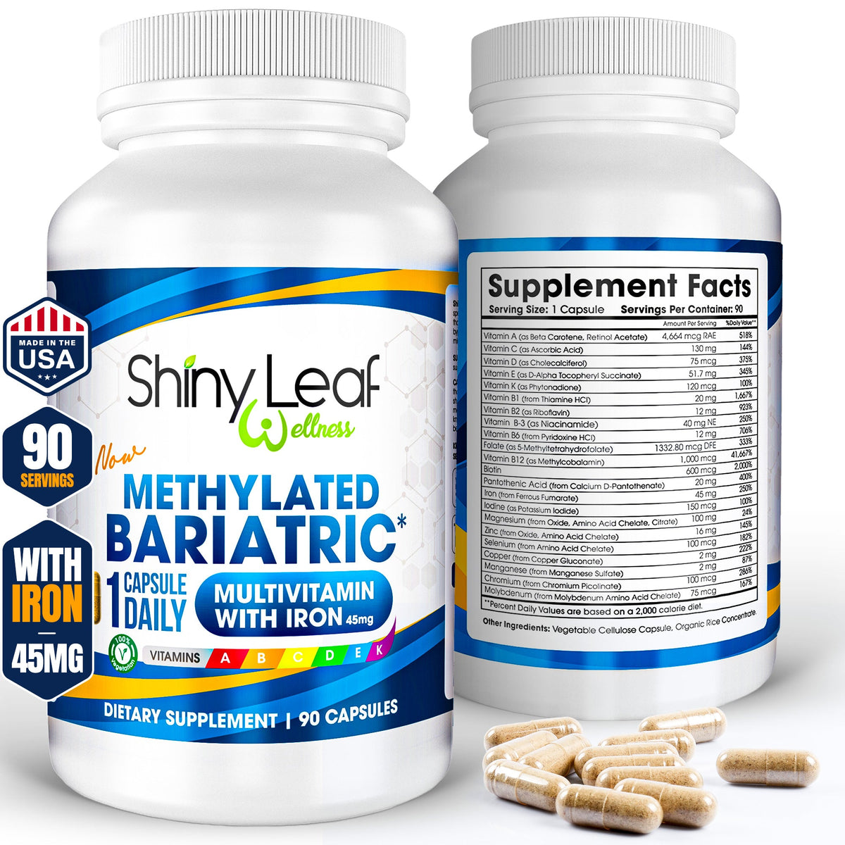 Methylated Bariatric Multivitamins with 45mg Iron 1 capsule a day