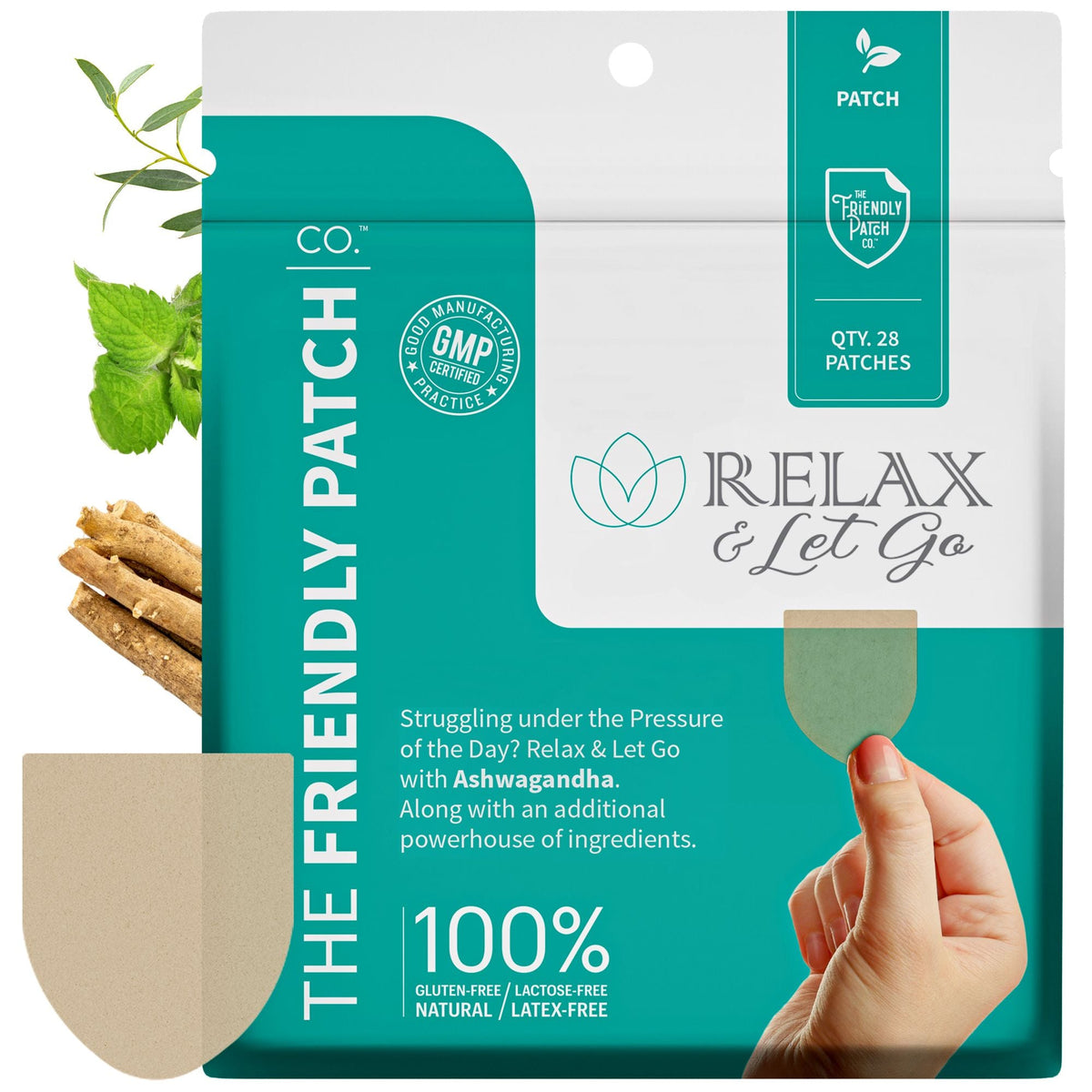 Relax & Let Go Zen Stress Patches with Ashwagandha, L-Theanine, GABA - 28 Patches