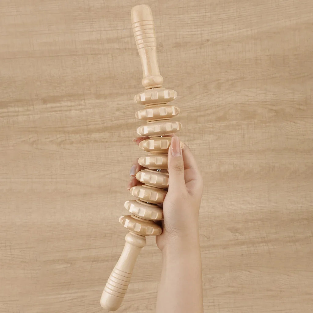Wooden Therapy Massager Roller Trigger Point Massager Stick for Fascia Cellulite Muscle & Abdomen Body, Muscle Belly Relief Too