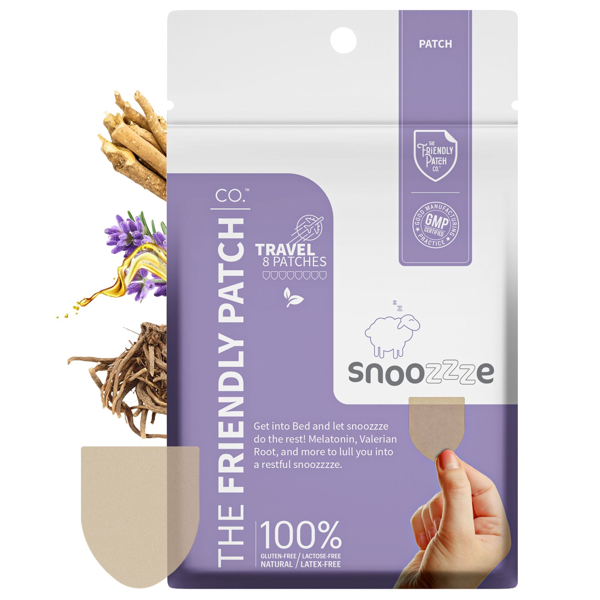 Snooze Melatonin Sleep Patches: Ashwagandha, Magnesium BHB, Valerian root Travel 8 Pack