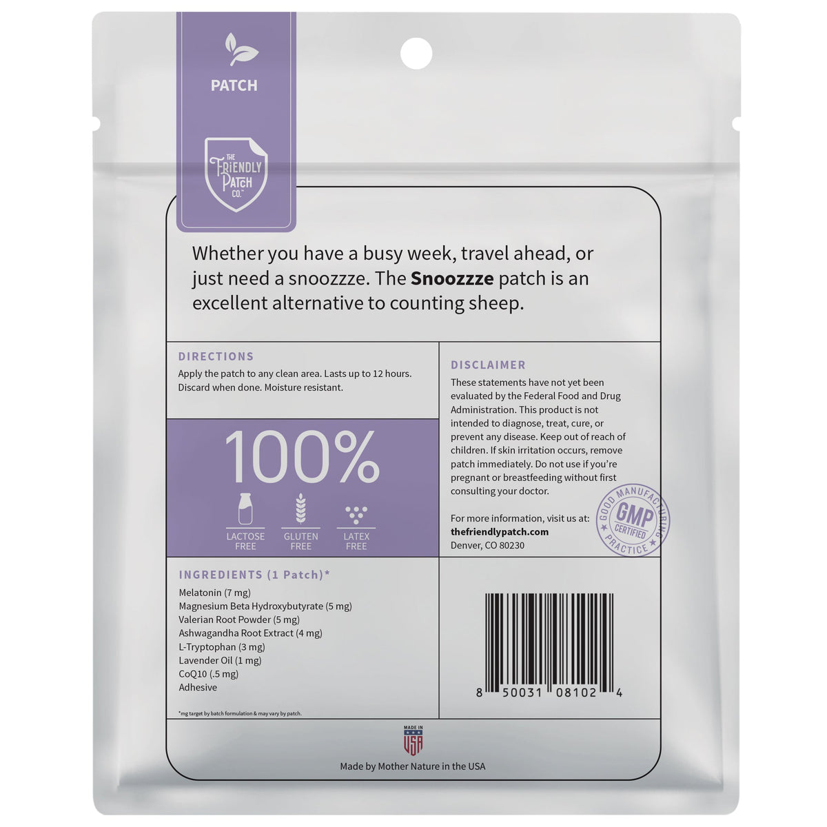 Snooze Sleep Patches: Melatonin, Ashwagandha & Magnesium - 28 Patches