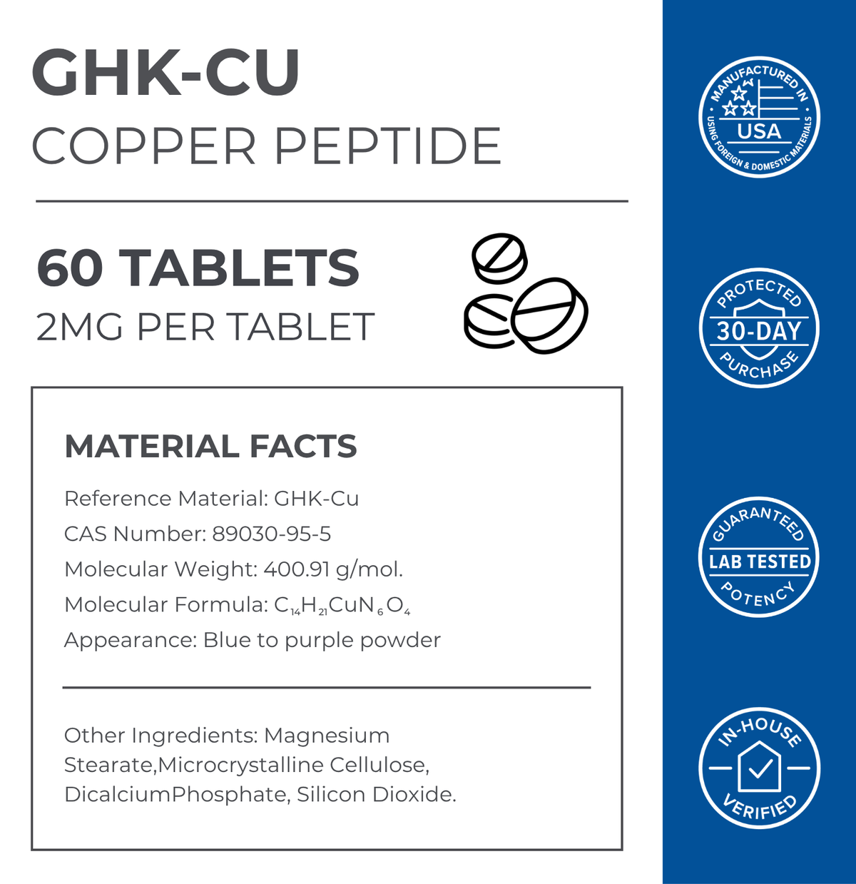 GHK-Cu Copper Peptide Tablets
