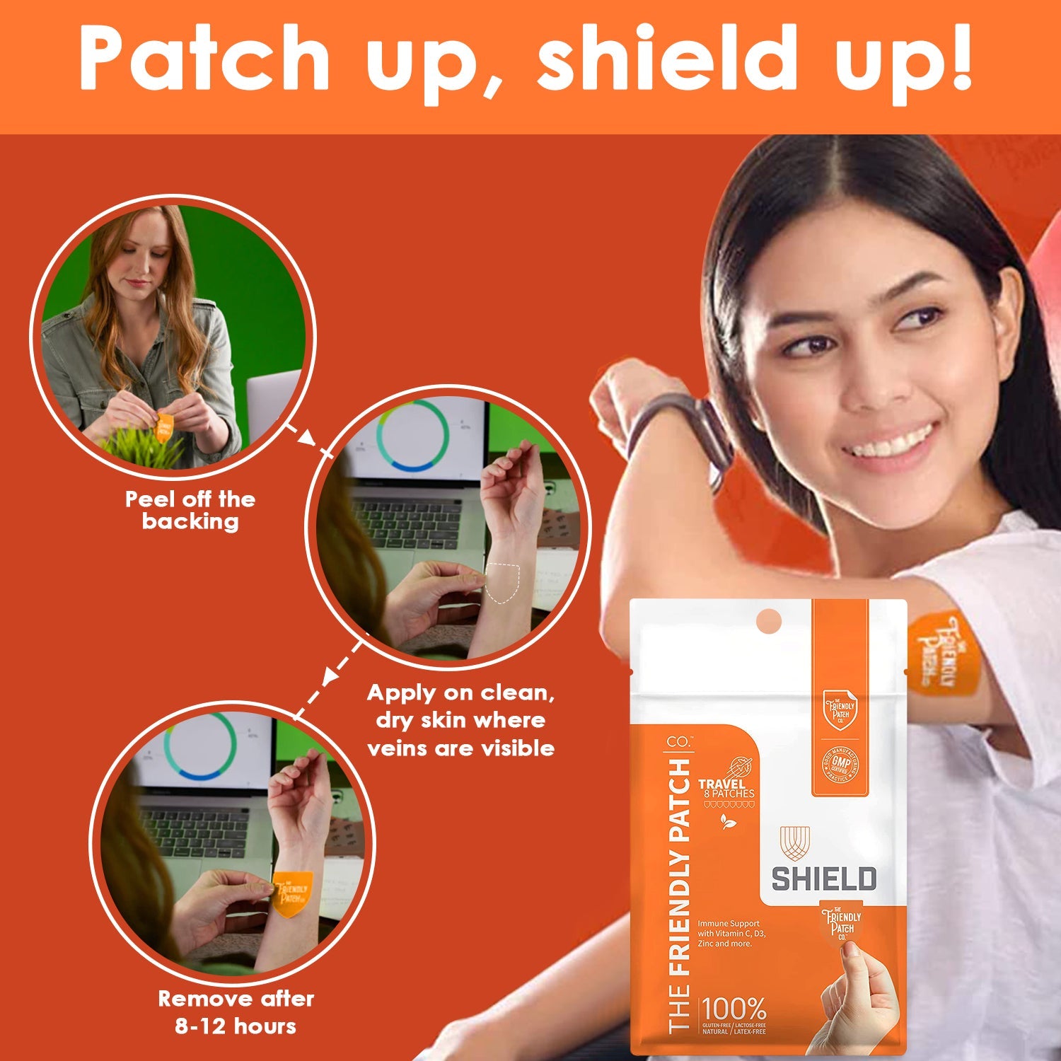 Shield Wellness: 12-Hour High-Potency Immunity Patches - 8 Pack