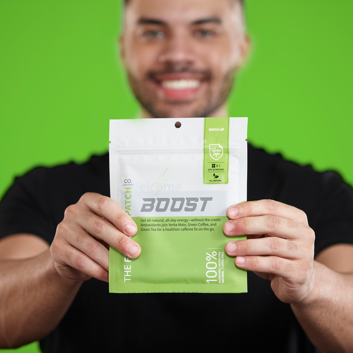 Boost Energy Patches: Caffeine, Guarana Green Tea Transdermal Energy - 28 Pack