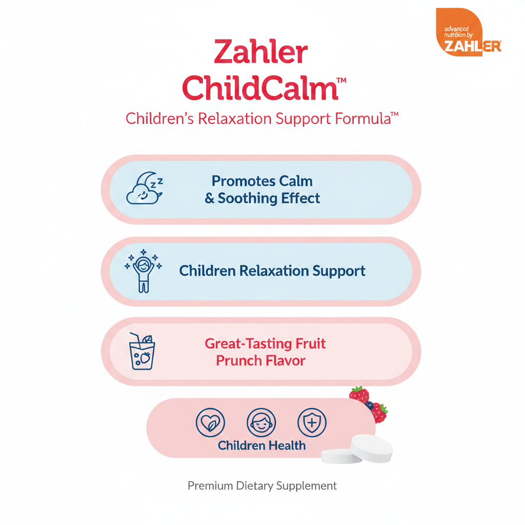 Zahler ChildCalm™ – Children’s Relaxation Support Formula | Promotes a Calm & Soothing Effect | 60 Chewable Tablets